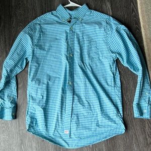 Vineyard Vines Blue and Teal Gingham Button-Down Shirt